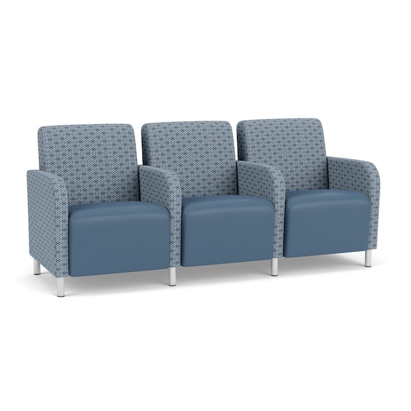 Lesro Siena 3 Seat Tandem Seating, Brushed Steel, RS RainSong Back, MD Titan Seat, RS RainSong Panels SN3103 - main